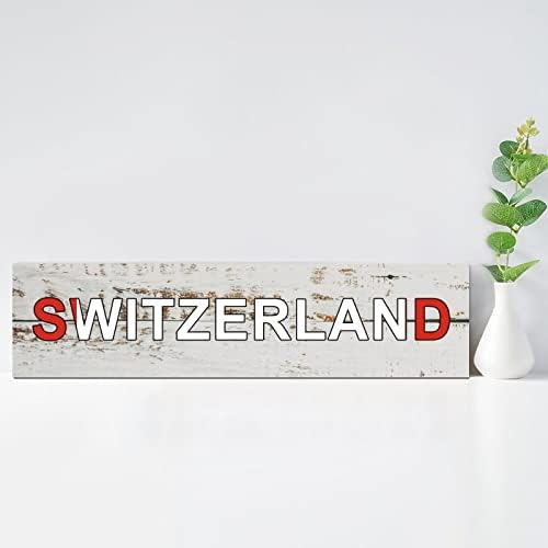 Madcolitote Personalizada Suíça Rua Signo Rústico Suíça Bandeira Sinais de Madeira Sinais de Fazenda Art Art Decorações Rústicas