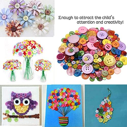 Botões de resina, tamanhos de tamanhos variados para costurar artesanato DIY, pintura de botão manual infantil, cores
