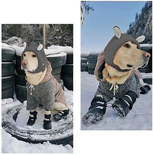 Sapatos de cachorro, Besuntek Botas de cachorro à prova d'água PAW PAW MENTRO E COMOS GRANDES com sola de borracha que não lança lã quente para inverno de neve