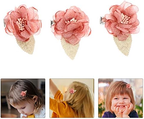 Valiclud cabelos clipes jacarés 3pcs clipes de cabelo de flor de seda pinças de cabelo crianças acessórios de cabelo