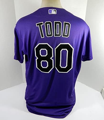 2022 Colorado Rockies Reagan Todd 80 Jogo emitido POS Usado Purple Jersey 48 02 - Jogo usado MLB Jerseys
