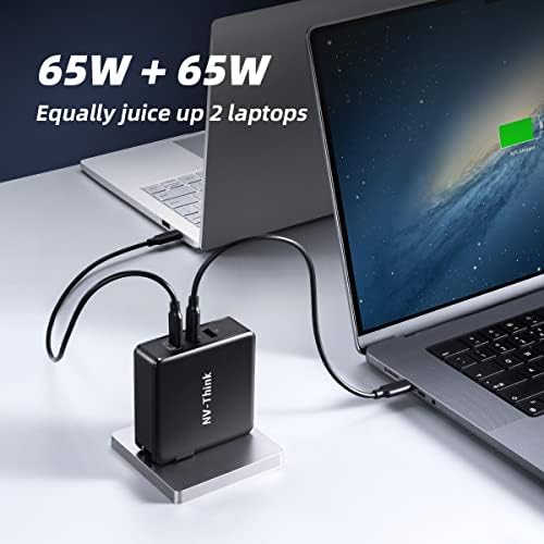 Adaptador de energia USB-C de pontuação NV-Think 140W, carregador GaN de 3 portas, carregador de MacBook de 65W dual, carregador