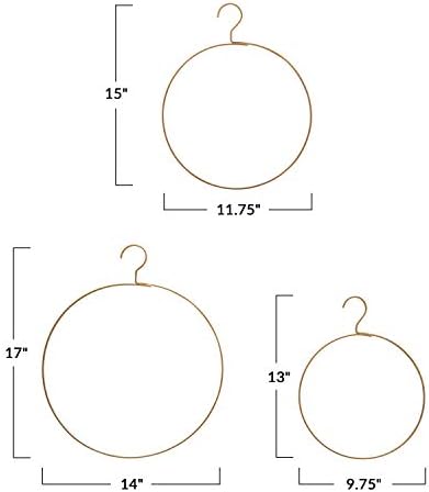 Cooperativa criativa 14 17 H, 11-3/4 15 H & 9-3/4 Round x 13 H metal anel com gancho, conjunto de 3 detalhes decorativos, multi