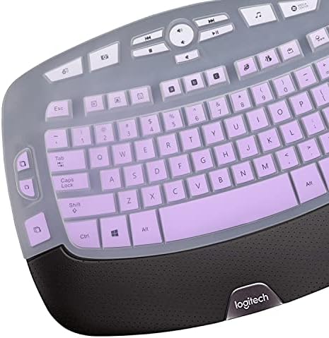Tampa do teclado para teclado de onda sem fio Logitech K350, teclado de onda sem fio Logitech MK570 MK550, Logitech K350 MK550 MK570 Acessórios de teclado protetores Skin-ombrepurple