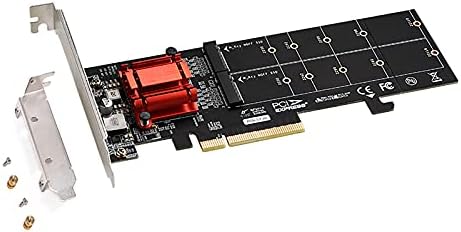 ULANSEN M.2 NVME PCIE Adaptador, M.2 NVME NGFF SSD para PCI-E 3.1 Gen3 X8 X16 Card com suporte de suporte de baixo perfil M.2 NVME SSD 22110/2280 /2260 /2242 /2230