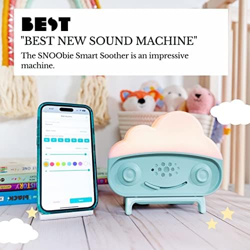 Máquina de ruído branco mais feliz do bebê Snoobie Smart - Máquina de som de bebê portátil com luz noturna - 12 sons calmantes