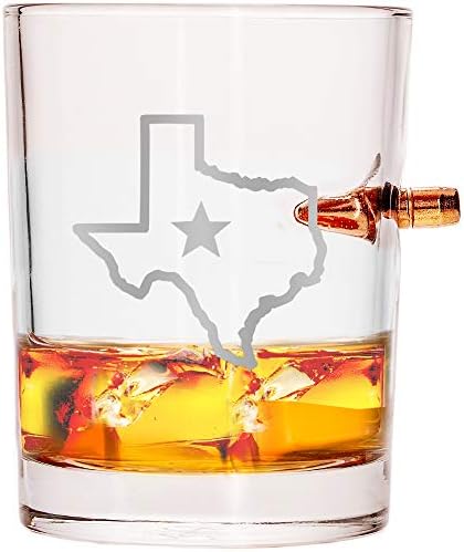 Lucky Shot 308 Calibre Whisky Glass | Texas | Bullet incorporada 10 oz de vidro de rocha de borossilicato de