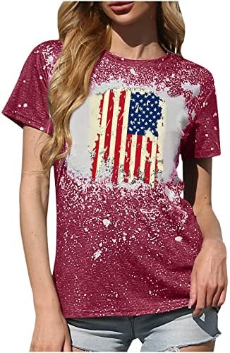 Moda de tie feminina THION THRY PRESSO CASSO CASual Crewneck Tees Fit Regular USA American Flag