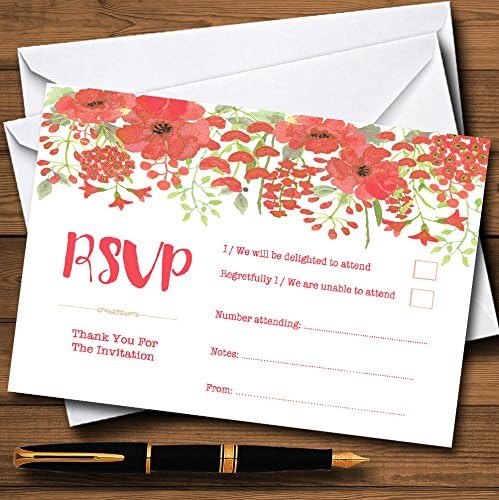 Cartões de RSVP personalizados coral rosa floral em aquarela