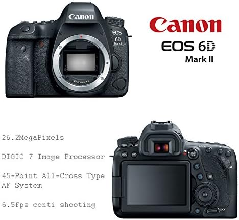 Canon EOS 6D Mark II Wi-Fi Digital SLR Kit da câmera com aderência de bateria de energia e cartão de memória de 64 GB