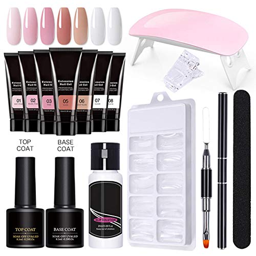 15ml 7 Extensão com cores Conjunto de ajuste 15 ML para iniciantes para conjuntos de unhas e kits adequados secador de unhas leves para unhas de gel