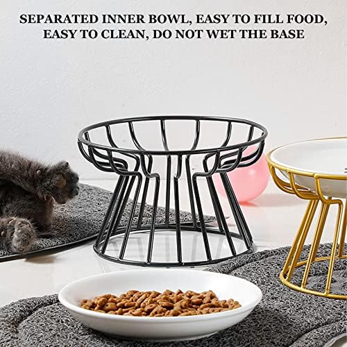 Tigela de gato cerâmica elevada pela tigela: placa de gato anti-vomita amigável à tigela, tigela de alimentação de gato elevada