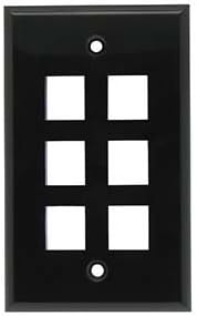 InstallerParts 6 Porta Keystone Wallplate Face Black Smooth