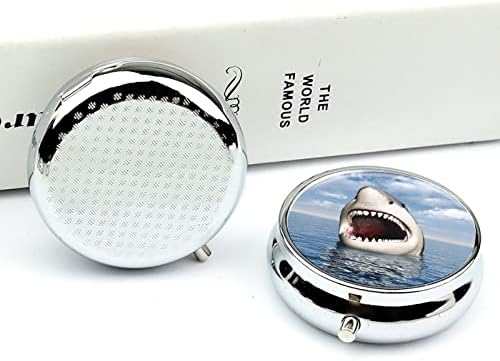 Caixa de comprimidos tubarão redondo remédio para comprimido de comprimido portátil Pillbox Vitamina Organizer Pills Poncher com 3 compartimentos