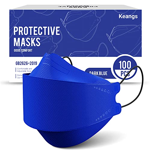 Máscaras faciais de KEANGS 100 pacote, máscara descartável respirável para adultos e adolescentes, azul
