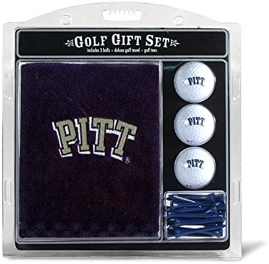 Team Golf NCAA Pittsburgh Panteras Conjunto de presentes bordados Toalha de golfe bordada, 3 bolas de golfe e 14 Tees de golfe