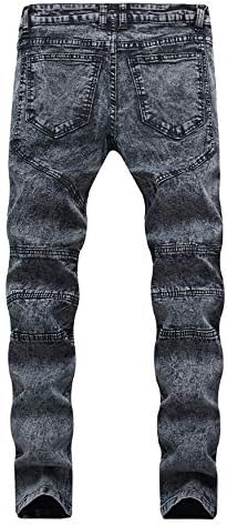 Andongnywell destruiu masculino de jeans reto de jeans retos de jeans skinny casual, jeans rasgados com zíper deco
