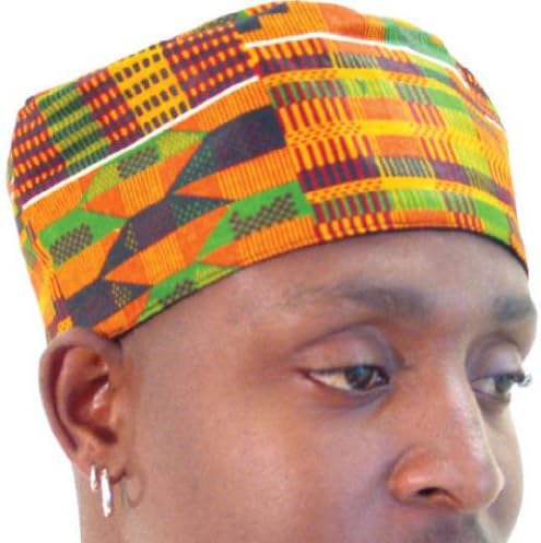Moda de moda de inspiração africana Kente padrão kufi kofi chapéu de chapéu