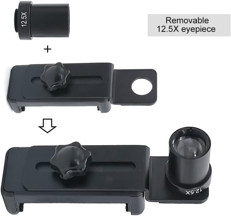Acessórios Smicroscope para adultos Diâmetro 23,2mm 30mm 30,5mm Adaptador de telefone celular CLIP ADAPTER com 12,5x Lente de lente ocular, leva para microscópio Salvar envio de vídeo Photo Video Microscope (cor: Montagem 30.5mm