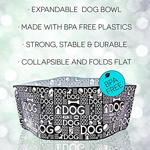 Modgy Dog Bowl 2-Pack Doggy Dog Design, expansível, conveniente, ótimo para viajar, acampar, fazer caminhadas, piqueniques e muito mais