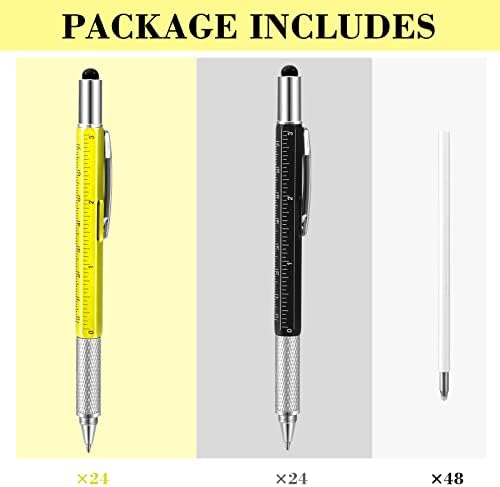 48 PCs 6 em 1 caneta de ferramentas multi -ferramentas de caneta para homens para homens Multi -Função Chave de tela Touch Screen