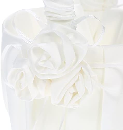 Mmllzel elegante decoração de casamento branco anel de coração portador travesseiro de cetim de cesto de cesto de menina