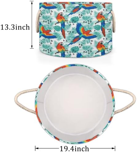 Parrot Tropical Grandes cestas redondas para cestas de lavanderia de armazenamento com alças cestas de armazenamento de cobertores