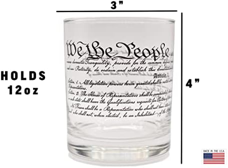 USA Constituição Preâmbulo Combo Patriótico Veterano Nós, o People, Decanter e 2 Presentes de vidro antiquados para qualquer patriota