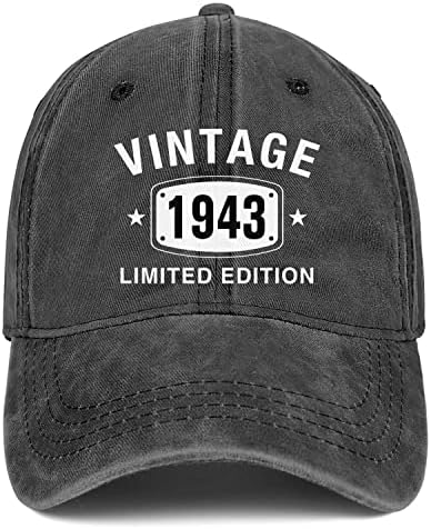 Presentes de aniversário de 80º aniversário para homens HATS MOMANOS 1943 Vintage Bongered Bordered Baseball Cap