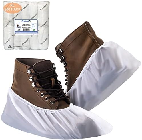 Protectx Premium Disponível Grandes tampas de calçados, tecido de polipropileno não tecido resistente e durável para botas, cabe a 10,5 homens americanos e 12 mulheres do tamanho das mulheres, preto de 100 pacotes