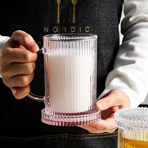 G Meridian Glass Coffee Caneca com tampa 11,3 oz com tampa pode ser usada como montanha -russa para latte chocolate americano leite aveia iogurte roxo