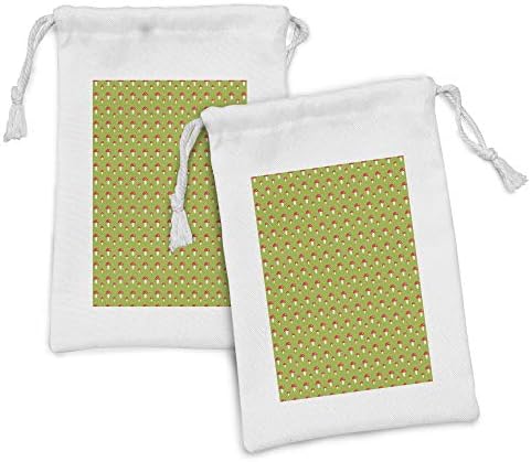 Conjunto de bolsas de tecido de cogumelo de Ambesonne de 2, padrão de botânica da floresta infantil com saques, pequenos