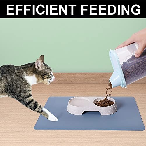 Greenjoy 3 Pacote o kit de recipiente de armazenamento de alimentos para cães de gato, tapete de alimentação e tigela