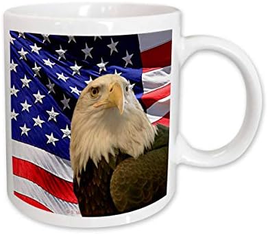 3drose sandy mertens patriótico - águia careca e bandeira americana - canecas