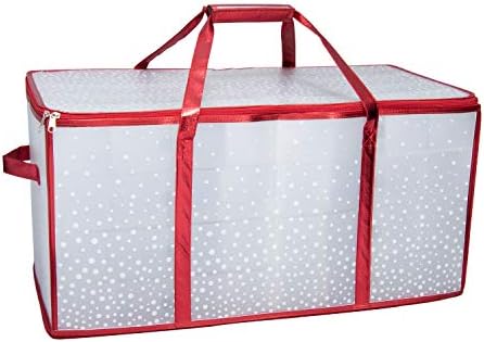 Simplifique 128 Count Organizer Christmas Ornament Storage | Dimensões: 26,4 x 13,5 x 13,4 | Red | Easy Transport Handles