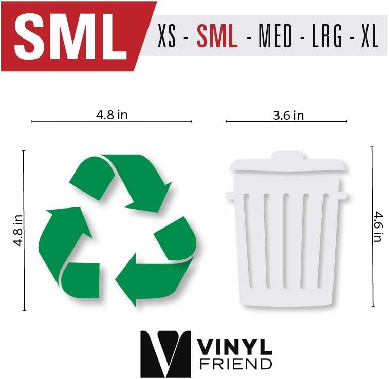 Vinil Friend Recicle e lixo LOGOTO DO LOGOTE 2 Símbolo para organizar latas de lixo ou recipientes e paredes de lixo
