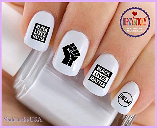 Decalques de arte da unha Arslide Transferências de unhas 48pc Símbolo Black Lives Matter - Black Lives Matter Fist Protesto Black Ribbon Justice #blm - Qualidade do salão! Acessórios para unhas DIY