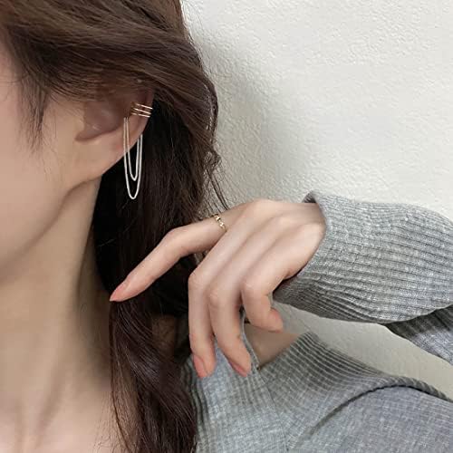 Sluynz 925 prata esterlina sem piercing Brincos de manguito para mulheres adolescentes Brincos embrulhos de borla na orelha