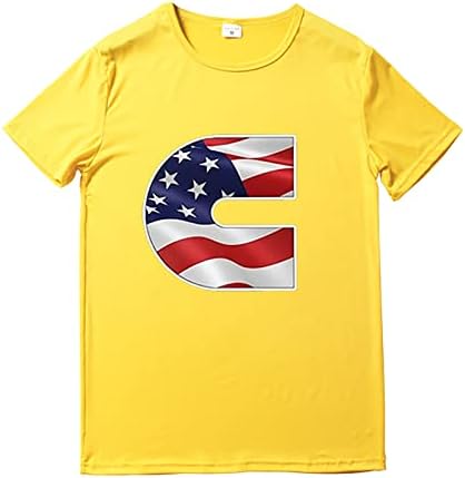 Camisas de vestido masculinas de verão Tees gráficos camisetas casuais 3d 4 de julho Padrão de bandeira T vintage T amarrar camisas dianteiras para