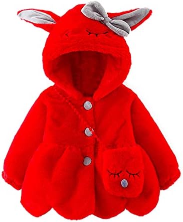 Casaco quente+bolsa com capuz de coelho mantém jaqueta de inverno garotas engrosset bebê desenho animado meninas casaco e jaqueta de detetive casaco menina