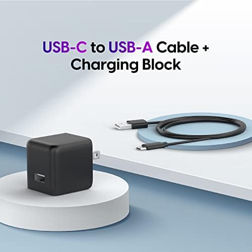 O carregador de parede USB do Talk Works 12W com cabo USB C de 6 pés - plugue de parede do carregador com USB C para USB A CAB