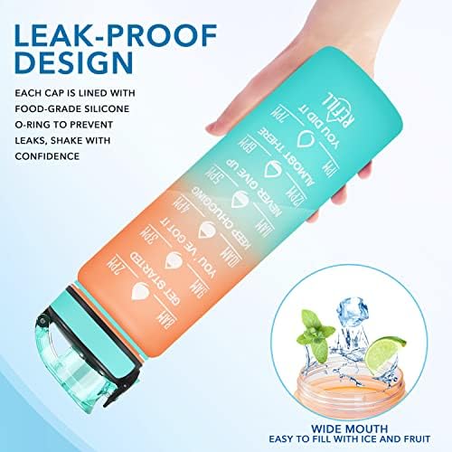 Enerbone de 32 onças Bottle, BPA à prova de vazamentos e garrafa de água motivacional livre e tóxica com horários para beber