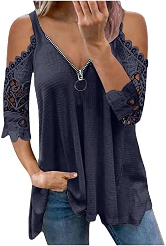 V Tee de pescoço para feminino Summer Summer outono 2023 Roupas modernas de manga curta Lace algodão brunch waffle plus size blusa 0g 0g