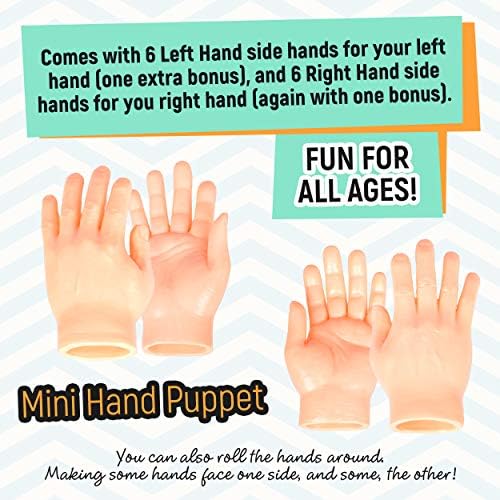 Mãos minúsculas mãos mimadas - pacote de 12, 6 à esquerda e 6 direita - fantoches de dedo para mãos - pequenos acessórios para