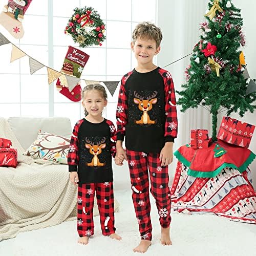 Pijama de pijama xadrez para a família correspondente a pijama de Natal Conjunto de mangas xadrez de pijamas sonolentas