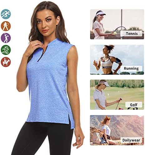Misyula Womens Golf camisetas zípeira de colarinho de pólo de pólo pólo tênis atlético Tops