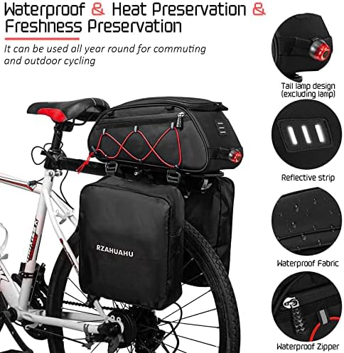 Bolsa de bicicleta de bicicleta Huijukeji 20L Bicicleta Bicicleta Panier Saco de sela preservação de calor Bolsa de cargo traseira com tiras reflexivas Acessórios de viagem à prova d'água