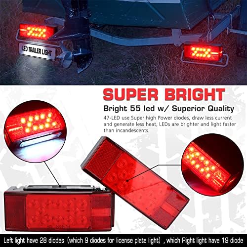 Linkitom Submersible LED Trailer Light Kit, Super Bream Stop Turn Turn Licition Lights Para campista Truck RV Boat