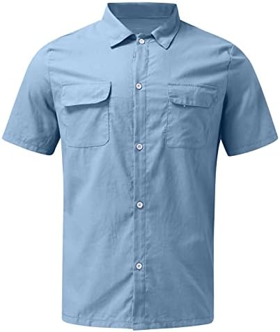 Camisas florais havaianas masculinas de manga curta de manga curta, camisa de pesca de algodão regular de algodão camisa