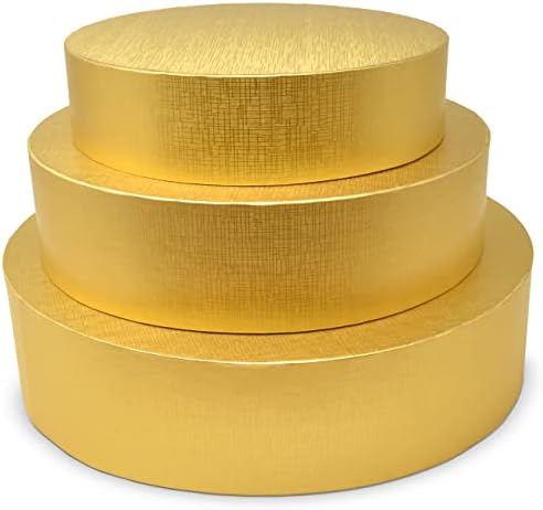 Conjunto de 3 bolos de papelão redondos de suporte de bolo de ouro Stands, 8 10 12 Sobesista Display Cupcake Stands Pastral Placa